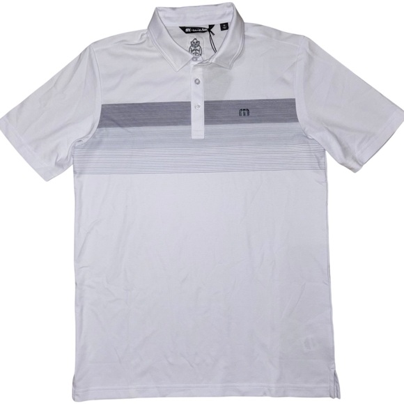 Travis Mathew Coastal Chest Stripe Polo Size Medium White New w/ Tags - Picture 2 of 16